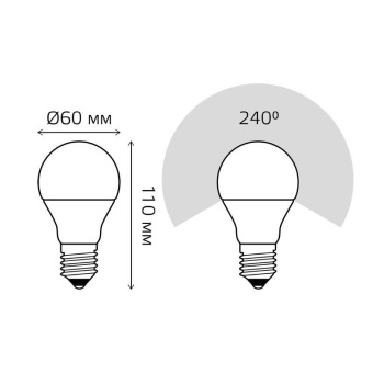 Лампа светодиодная Black 10Вт A60 грушевидная 6500К холод. бел. E27 920лм GAUSS 102502310