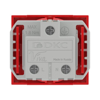 Розетка 1-м 2мод. Viva 16А IP20 2P+E с заземл. защ. шторки красн. DKC 45015