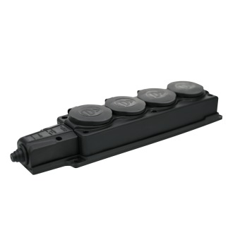 Колодка удлинителя 4-м MultiSet 16А 250В IP44 с заземл. каучук черн. SE MST4104BK