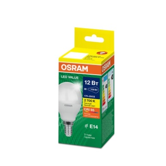 Лампа светодиодная LED G4 Value LVCLP100 12W/927 CRI95 12Вт 2700К 1200лм шар матов. E14 170-250В OSRAM 4099854308932