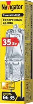 Лампа галогенная 94 213 JCD 35Вт капсула G6.35 3000К 230В clear 2000h Navigator 94213
