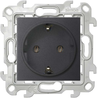 Розетка 1-м СП Simon 24 16А IP20 2P+E Schuko без защ. шторок механизм графит Simon 2450434-038