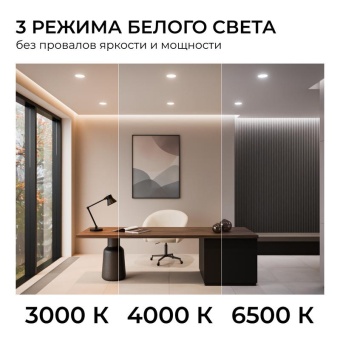 Панель светодиодная встраив. 3 ССT 24Вт 230В/50Гц 1920лм 3-4-6.5К IP44 d225х26мм круг Apeyron 06-164