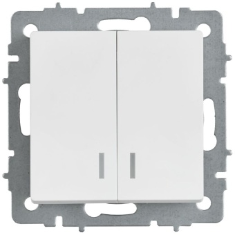 Выключатель 2-кл. СП BRITE ВС10-2-1-БрАБ 10А с индикацией механизм арктич. бел. IEK BR-V20-1-10-K91