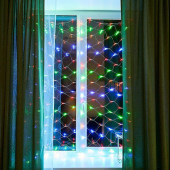 Гирлянда светодиодная "Сеть" 1.8х1.5м 180LED мультиколор 15Вт 220В IP20 с контроллером 8 режимов провод ПВХ прозр. Neon-Night 215-139