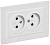 Розетка 2-м СП BRITE РС12-2-БрАБ 10А в сборе без заземл. без защ. шторок арктич. бел. IEK BR-R20-10-K91-F