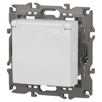 Розетка 1-м СП Эра Elegance 14-2103-01 16А IP20 16AX 250В 2P+E Schuko защ. шторки с крышкой бел. Эра Б0034278
