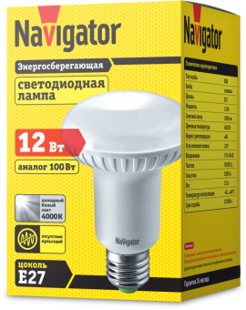Лампа светодиодная 94 336 NLL-R80-12-230-4K-E27 12Вт 4000К нейтр. бел. E27 1000лм 176-264В Navigator 94336