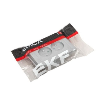 Розетка 2-м СП Эпика 16А без заземл. без защ. шторок с рамкой механизм алюм. EKF UP1-SOA-200