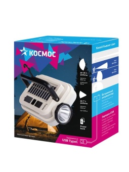 Фонарь кемпинговый аккум. 5Вт Laser Led/59 SMDLed/Li-ion2х18650/2400мА.ч солн. пан КОСМОС(KOC620Lit)
