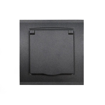 Розетка 1-м СП Бриллиант 16А IP20 с заземл. с крышкой в сборе графит Universal 7947649-Gr