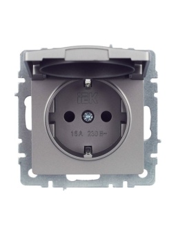 Розетка BRITE РСбш10-3-44-БрС 16А IP44 с заземл. защ. шторки с крышкой механизм сталь IEK BR-R16-16-44-K46