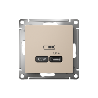 Розетка USB AtlasDesign тип C 65Вт высокоскор. ЗУ QC PD механизм песочн. SE ATN001227