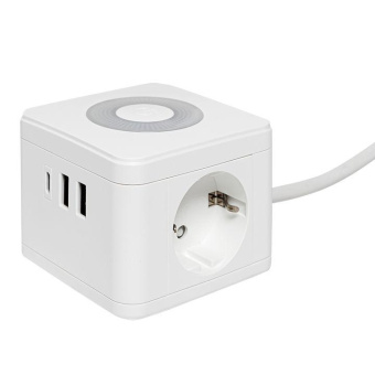 Удлинитель "Куб" 2 гнезда 2USB 2.4А+Type C + Ночник 1.3 метра 1кв.мм EKF UBA-CUB-2-TC
