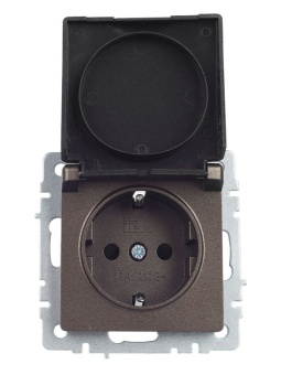 Розетка BRITE РСбш10-3-44-БрТБ 16А IP44 с заземл. защ. шторки с крышкой механизм бронза IEK BR-R16-16-44-K45