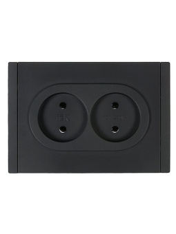 Розетка 2-м СП FORTE&PIANO FP126 10А без заземл. без защ. шторок безвинт. крепл. черн. IEK FP-R20-10-1-K02
