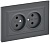 Розетка 2-м СП BRITE РС12-2-БрГ 10А в сборе без заземл. без защ. шторок графит IEK BR-R20-10-K53-F