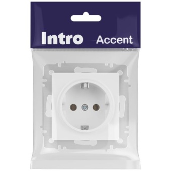 Розетка 1-м СП Accent 6-202-01М 16А IP20 250В 2P+E Schuko бел. матов. Intro Б0063681