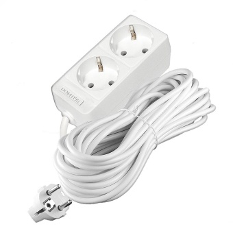 Удлинитель 2х10м с заземл. 16А IP20 3.5кВт ПВС 3х1 бел. DOMTOK 2385