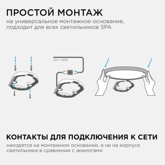 Светильник светодиодный SPA 30Вт 4000К IP54 2400лм 230В 50Гц d320х30мм накладной бел. Apeyron 18-144