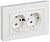 Розетка 2-м СП BRITE РСПл12-3-БрАБ 16А в сборе с заземл. без защ. шторок плоская арктич. бел. IEK BR-R27-16-K91-F