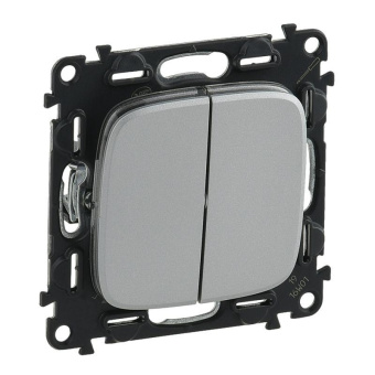 Выключатель 2-кл. СП Valena Allure 10А IP20 250В с лиц. панелью безвинт. зажимы механизм алюм. Leg 752905