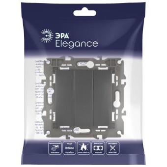 Выключатель 3-кл. СП Elegance 14-1107-05 10А IP20 250В 10AX механизм антрацит Эра Б0034254