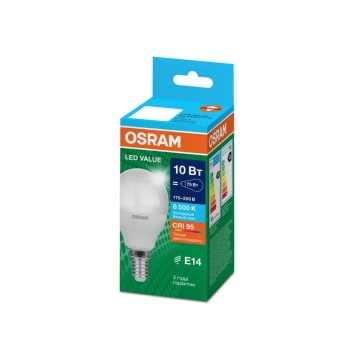 Лампа светодиодная LED G4 Value LVCLP75 10W/965 CRI95 10Вт 6500К 1000лм шар матов. E14 170-250В OSRAM 4058075579774