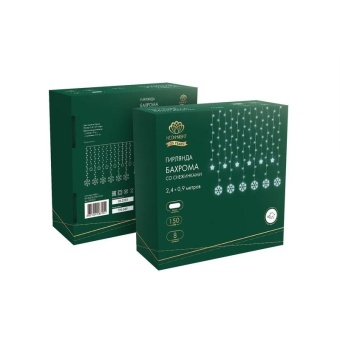 Гирлянда светодиодная "Бахрома" со снежинками 2.4х0.9м 150LED бел. 7.5Вт 230В IP20 с контроллером 8 режимов Neon-Night 255-075