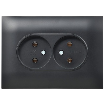 Розетка 2-м SKANDY 10А без заземл. без защ. шторок в сборе SK-R10Bl черн. IEK SK-R20-10-K02-F