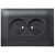 Розетка 2-м SKANDY 10А без заземл. без защ. шторок в сборе SK-R10Bl черн. IEK SK-R20-10-K02-F