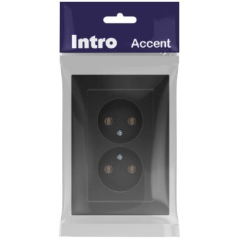 Розетка 2-м СП Accent 6-204-05 16А IP20 250В 2P AL/CU антрацит Intro Б0063465