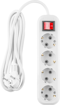 Удлинитель 4х3м с заземл. 16А IP20 90 809 OPE-S-04-300-ESC-3x1 с кнопкой бел. ОНЛАЙТ 90809
