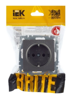 Розетка 1-м СП BRITE РС14-1-0-БрС 16А с заземл. защ. шторки механизм сталь IEK BR-R14-16-K46