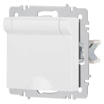 Розетка 1-м СП Accent 6-203-01М 16А IP20 250В 2P+E Schuko с крышкой бел. матов. Intro Б0063713