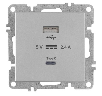 Розетка LAVIN/KAREN USB + TYPE-C механизм сер. ARVIA 50 03 2000 304