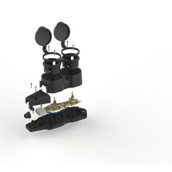 Колодка 2-м с заземл. 16A IP44 KX-2e-B-IP44 каучук. черн. Эра Б0068451