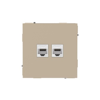 Розетка компьютерная 2-м KANT RJ45 кат.6A без шторки ванильн. марципан DKC 7015674