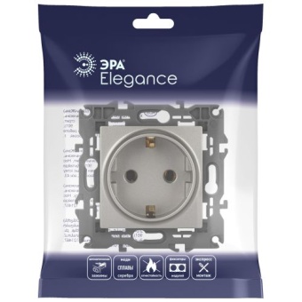 Розетка Elegance 14-2101-16 16А 250В 2P+E Schuko титан Эра Б0065802