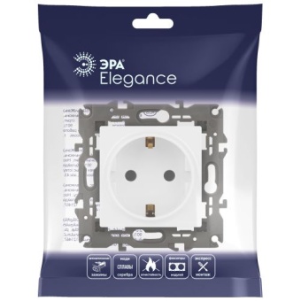 Розетка Elegance 14-2101-01М 16А 250В 2P+E Schuko матов. бел. Эра Б0065800