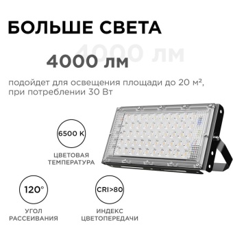 Прожектор светодиодный "трансформер" 30Вт 6500К IP65 4000лм 230В/50Гц 212х107х27мм черн. Apeyron 05-45