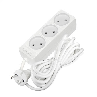 Удлинитель 3х3м без заземл. 10А IP20 2.2кВт ПВС 2х0.75 бел. DOMTOK 2371