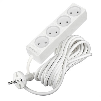 Удлинитель 4х5м без заземл. 10А IP20 2.2кВт ПВС 2х1 бел. DOMTOK 2357