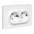 Розетка 2-м СП Эпика 16А с заземл. без защ. шторок с рамкой механизм бел. EKF UP1-SOW-210