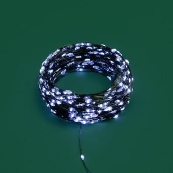 Гирлянда светодиодная "Роса" 50м 500LED бел. IP20 230В с контроллером провод зел. Neon-Night 303-285