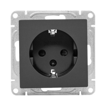 Розетка СП Эпика 16А с заземл. защ. шторки механизм черн. EKF UP1-SOB-111
