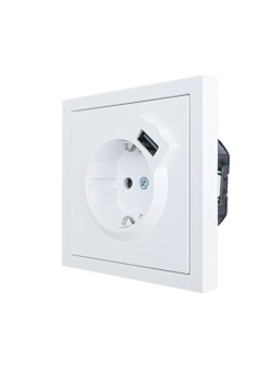Розетка 1-мест. с/з+USB разъем ZIMA IP20 бел. LEZARD 704-0288-181