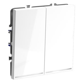 Переключатель проходной 2-кл. СП S70 10А с подсветкой механизм бел. глянцевый Voltum VLS020401